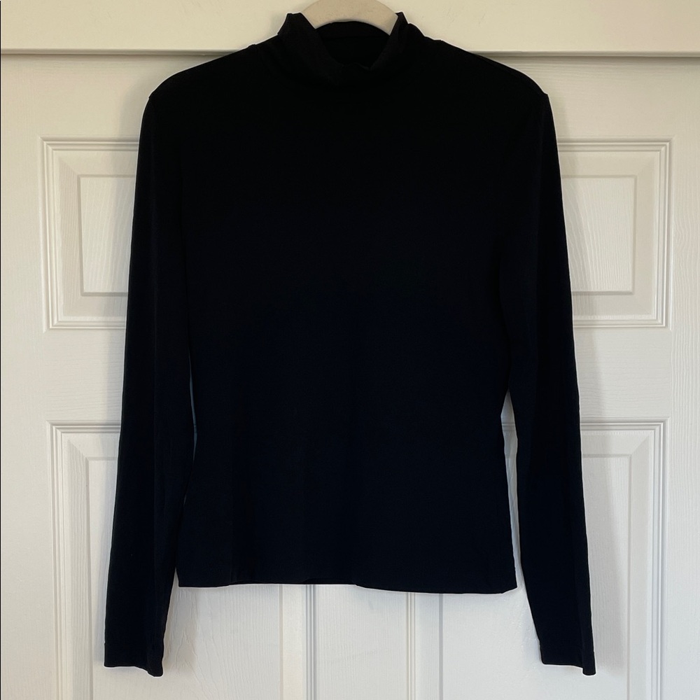 St. John Caviar Black Fitted Longsleeve Turtleneck Shirt Women's M